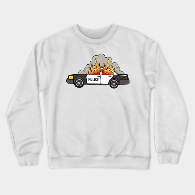 Burning cop car Crewneck Sweatshirt by valentinahramov